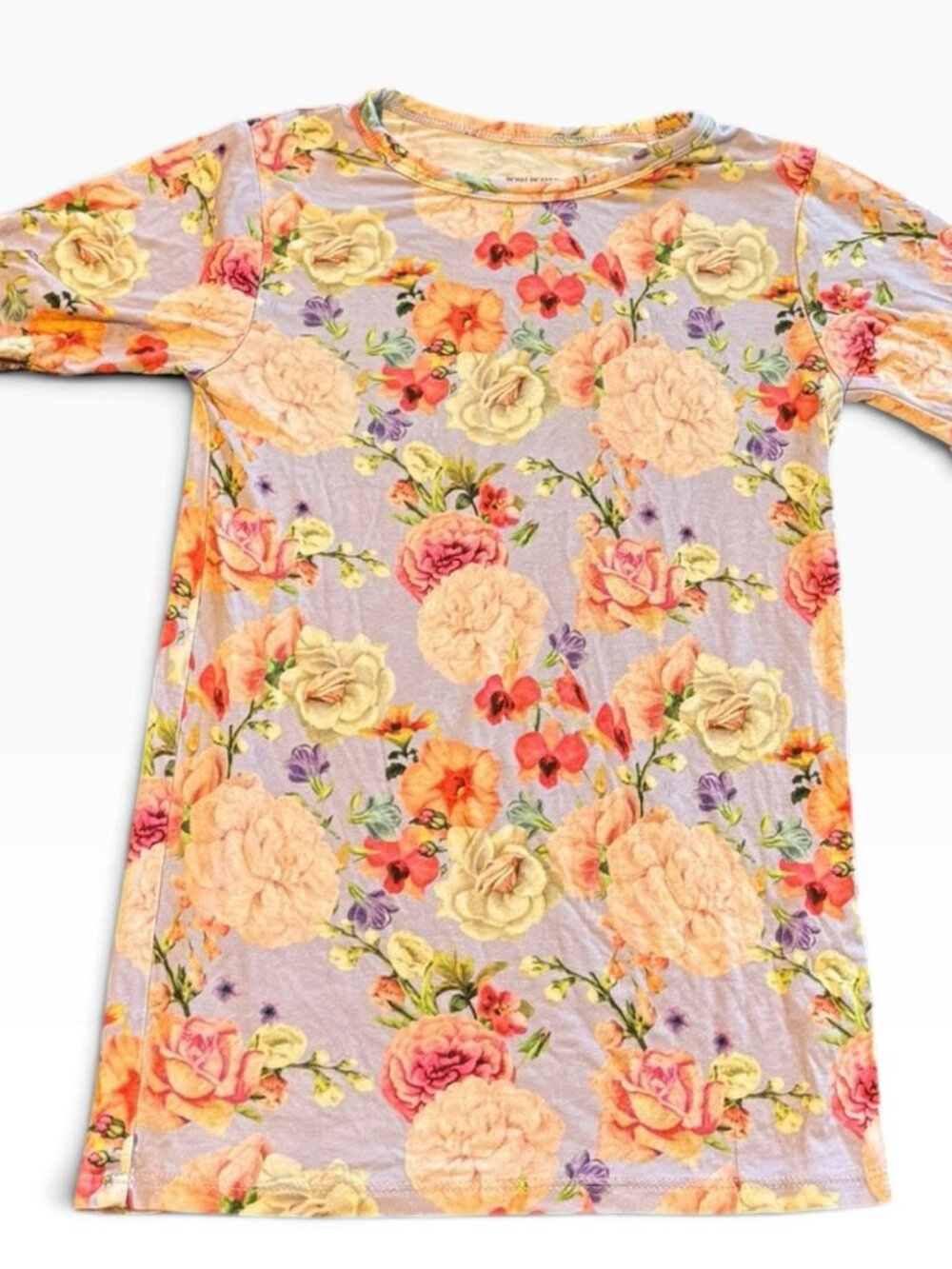Posh Peanut Girls Short Sleeve Top 7Y Lavender Floral Rose Print Bamboo Viscose